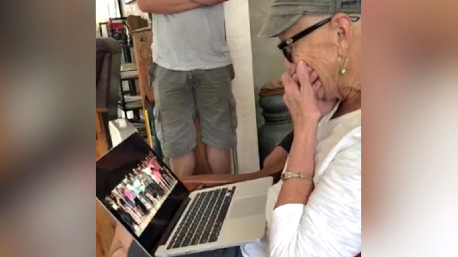 PHOTO: Barbara Lueck was surprised by the video of more than 50 of her former students singing "Seasons of Love" for her.