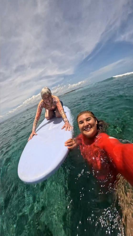 VIDEO: Woman teaches her 80-year-old grandmother to surf for the 1st time 