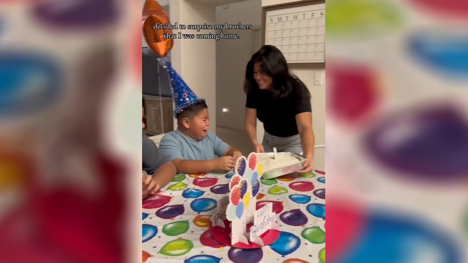 PHOTO: Aubrey Gonzalez shared a sweet TikTok video of her surprising her young brothers on one of her siblings' birthdays.