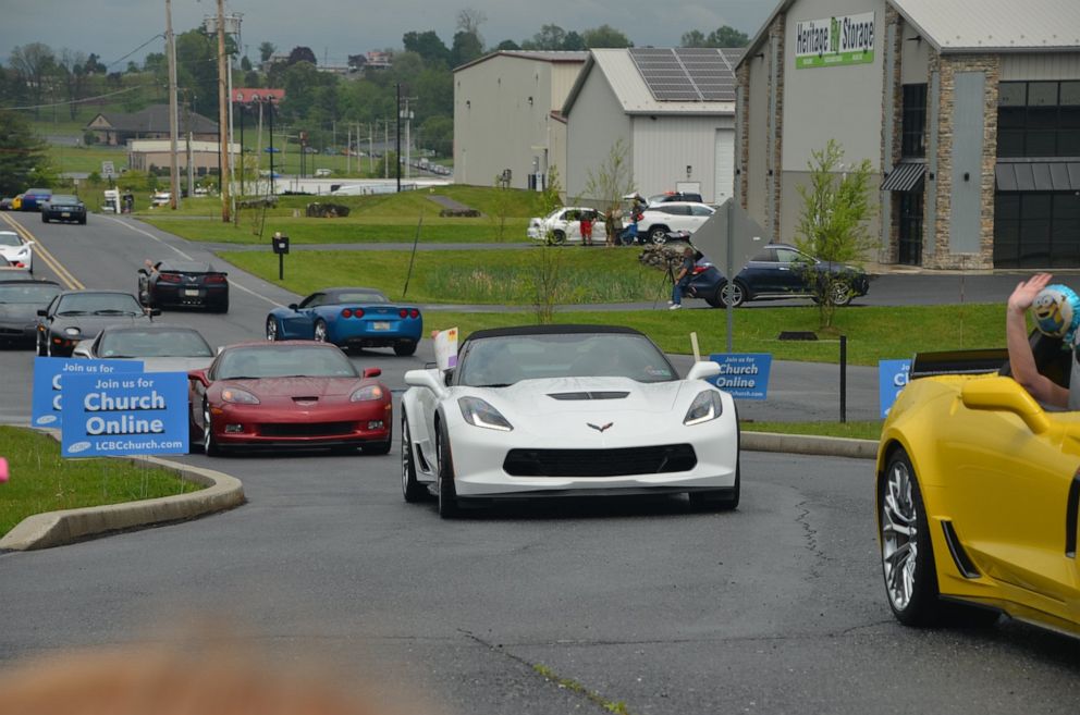 PHOTO: Riley Rejniak waved as a total of 651 of cars, motorcycles and first responders arrived in waves in Leesport, Pennsylvania, at a safe distance to celebrate his fighting spirit and 8th birthday on May 23. Riley is fighting cancer a second time.