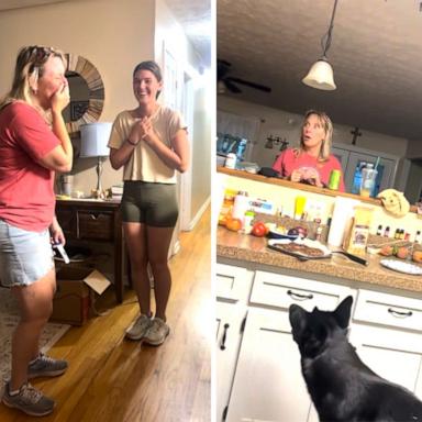 PHOTO: Expecting sisters Amanda Levi, 23, and Hannah Knoppel, 21, surprised their parents with their respective pregnancy news on the same day.