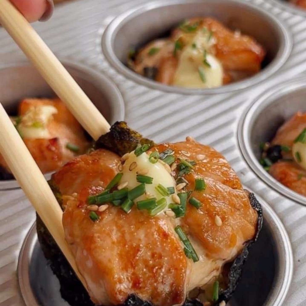 VIDEO: How to make the viral baked sushi 'muffins' as seen on TikTok
