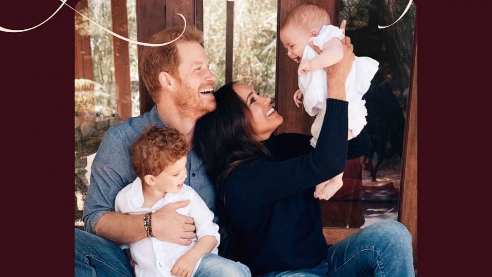 PHOTO: Prince Harry and Meghan, The Duke and Duchess of Sussex’s family holiday card for 2021, features a photo of the family, including their children, Archie and Lili.