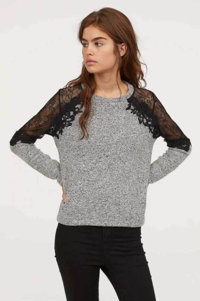 PHOTO: H&M, Fine-knit Sweater with Lace