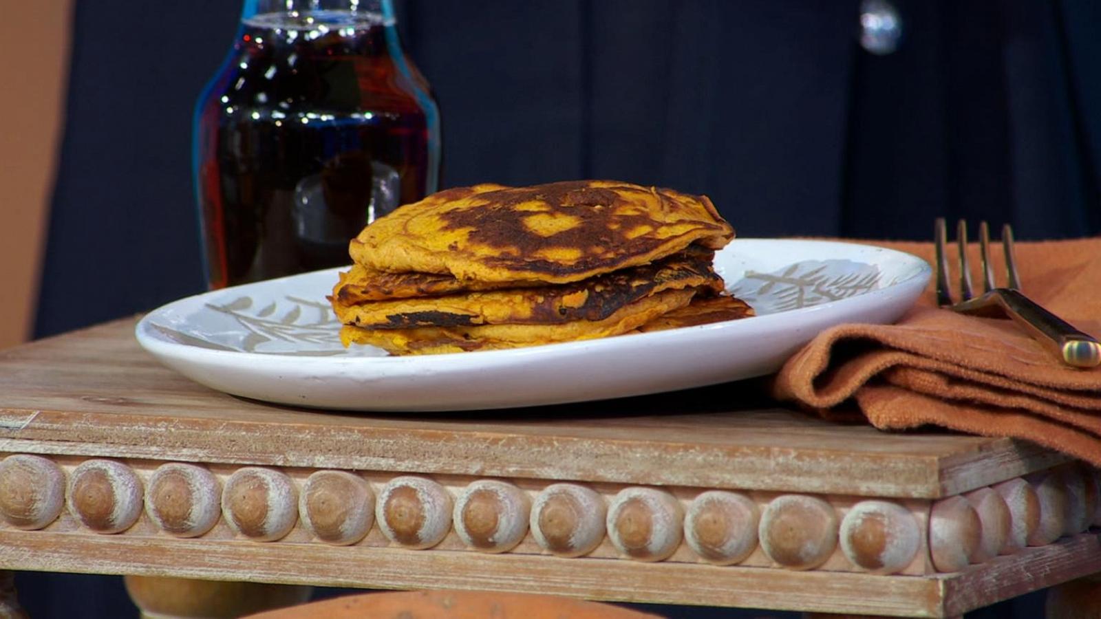 PHOTO: Two-ingredient sweet potato pancakes, seen here on "Good Morning America," have gone viral thanks to a husband-wife duo's TikTok video.