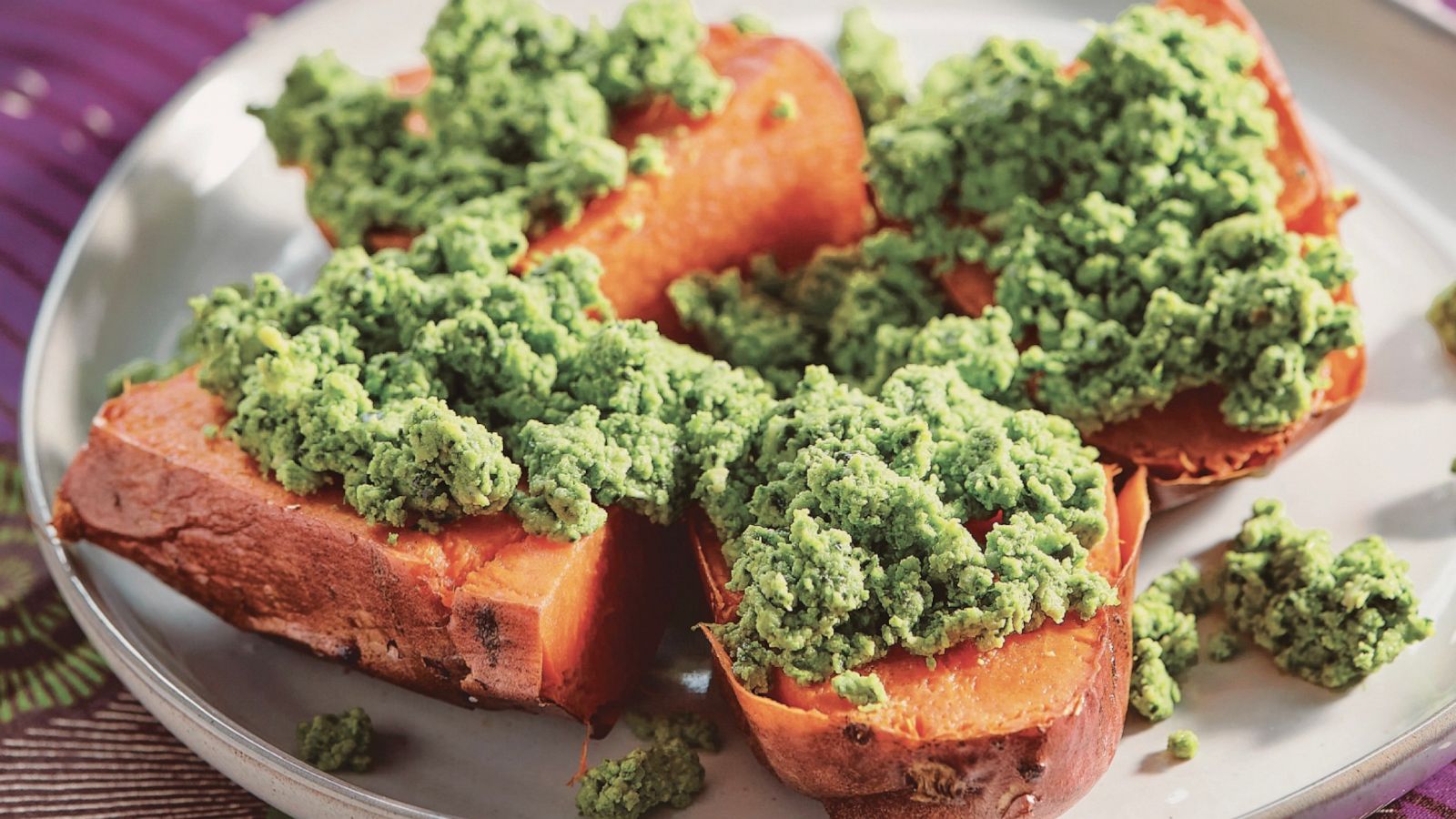 PHOTO: Baked sweet potato and kale eggs.