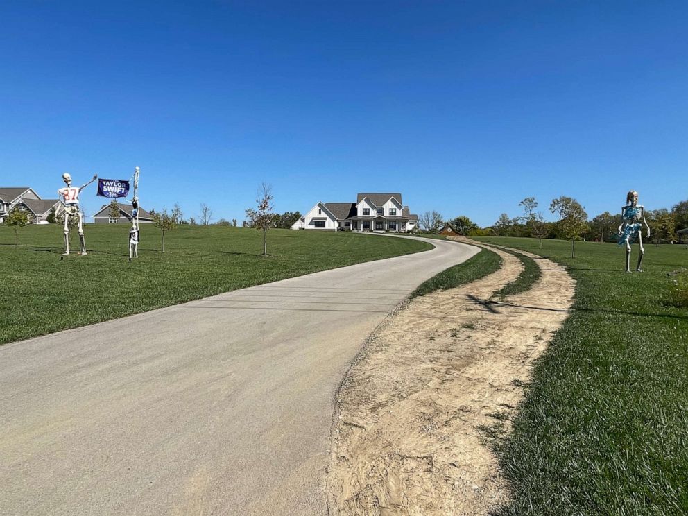 PHOTO: Ahead of Halloween, Michal Owens and David Owens put up 12-foot skeletons outside their Zionsville, Indiana home. This year, their skeletons are inspired by Taylor Swift, Swiftie fans and Travis Kelce.