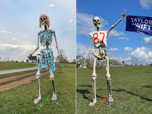 See the larger-than-life Taylor Swift Halloween decoration with a Travis  Kelce nod - Good Morning America