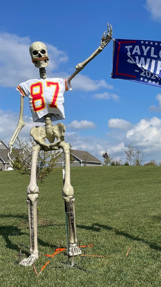 VIDEO: Giant Taylor Swift and Travis Kelce skeletons adorn Indiana yard