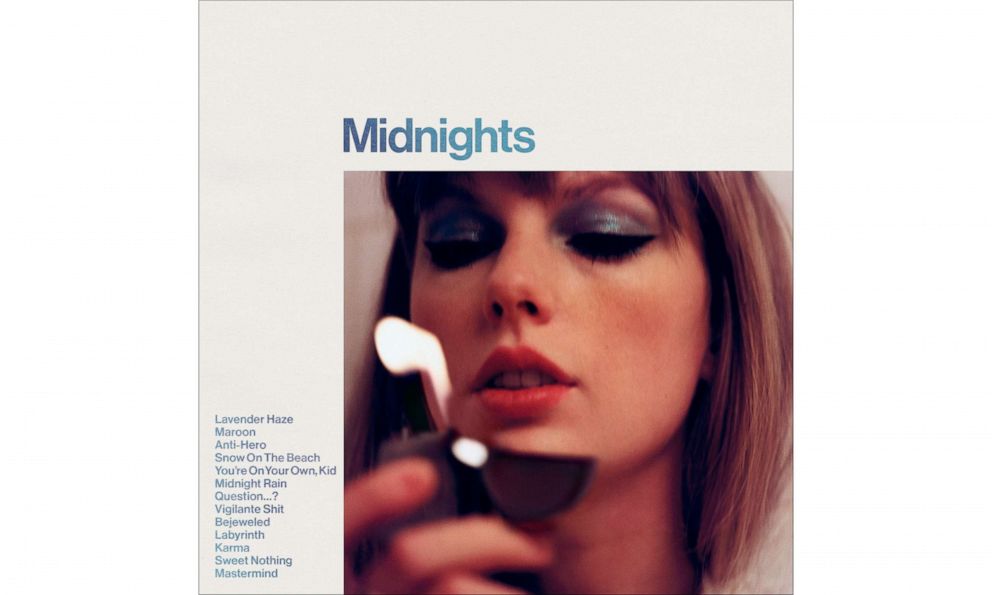 PHOTO: This image released by Republic Records shows the cover art for the album "Midnights" by Taylor Swift, released on Oct. 21, 2022.