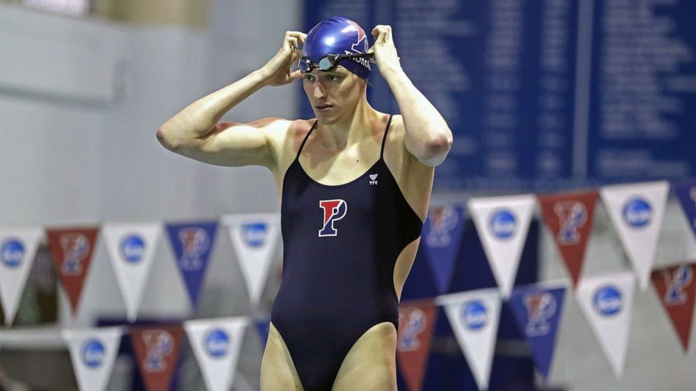 PHOTO: Lia Thomas of the Pennsylvania Quakers during a meet against the Brown Bears at Sheerr Pool on the campus of the University of Pennsylvania, Nov. 16, 2019 in Philadelphia.