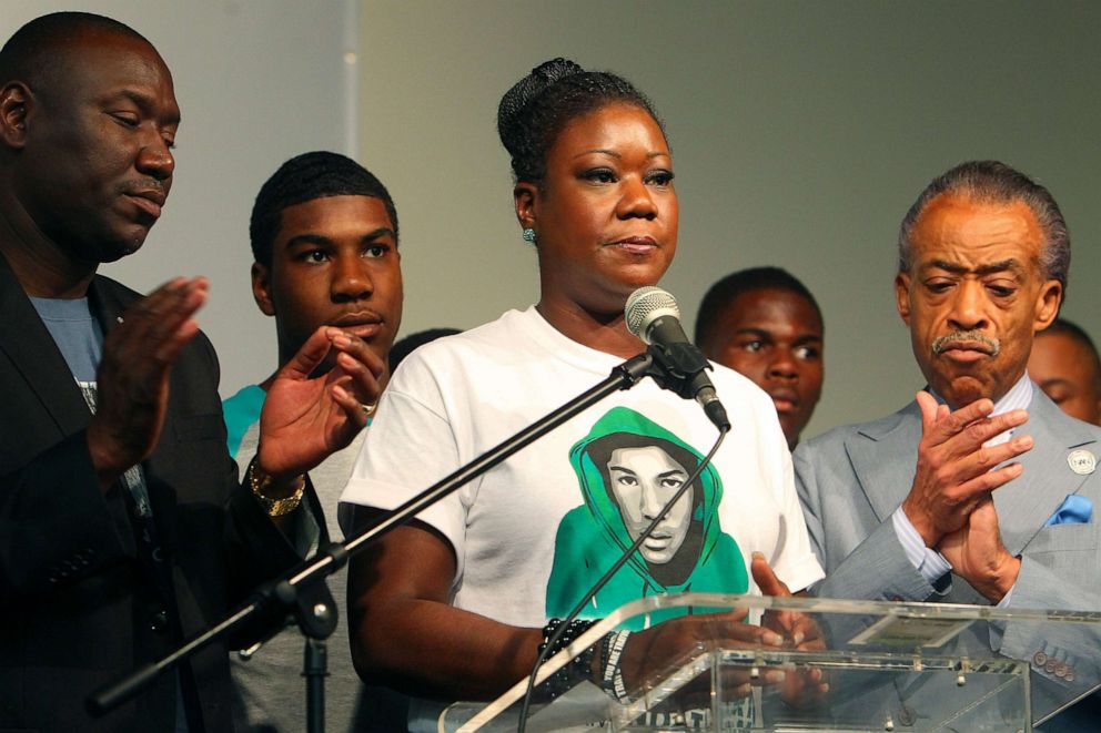 PHOTO: Sybrina Fulton with the Rev. Al Sharpton, right, in New York, July 20, 2013. Fulton, the mother of Trayvon Martin, an unarmed 17-year-old whose shooting death by a neighborhood watch volunteer set off a national conversation on racial profiling.