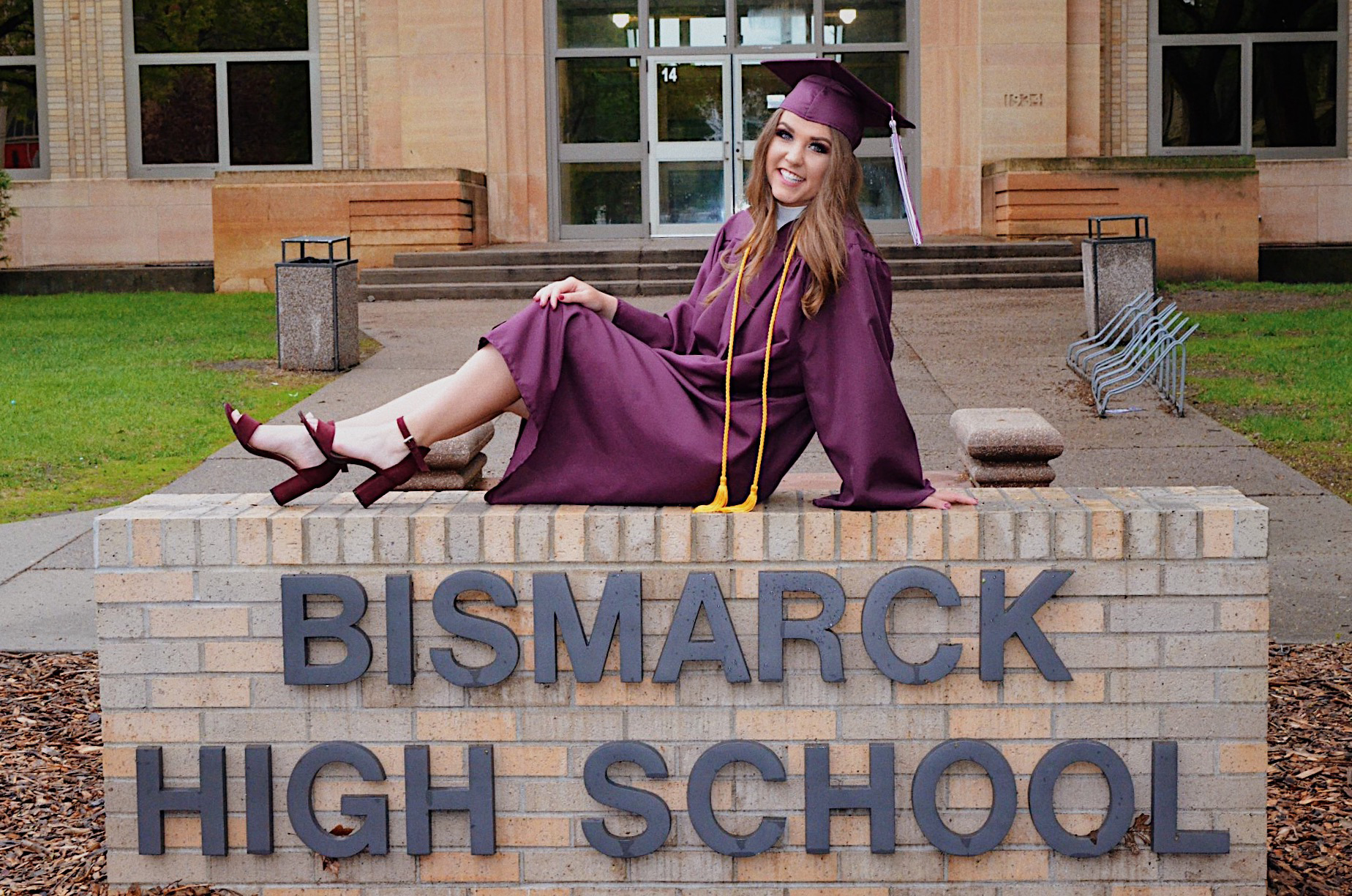 PHOTO: Sydney Helgeson performed an original song to the tune of "Shallow" for Bismark High School's graduation.