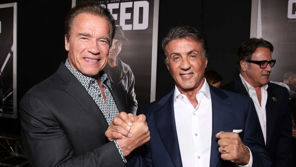 PHOTO: In this Nov. 19, 2015, file photo, Arnold Schwarzenegger and Sylvester Stallone attend a premiere in Westwood, Calif.