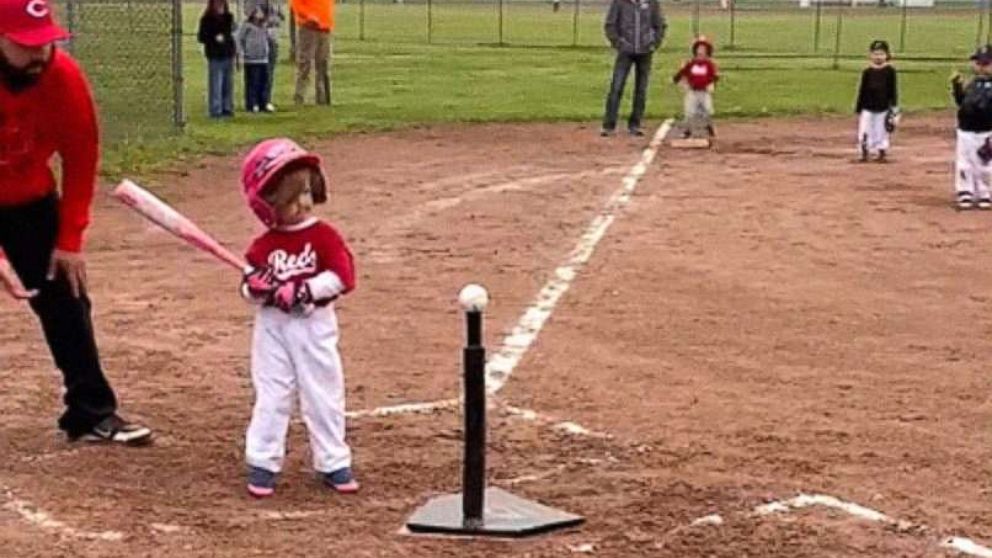 PHOTO: A video clip of Lilia at a T-ball game last year has gone viral.