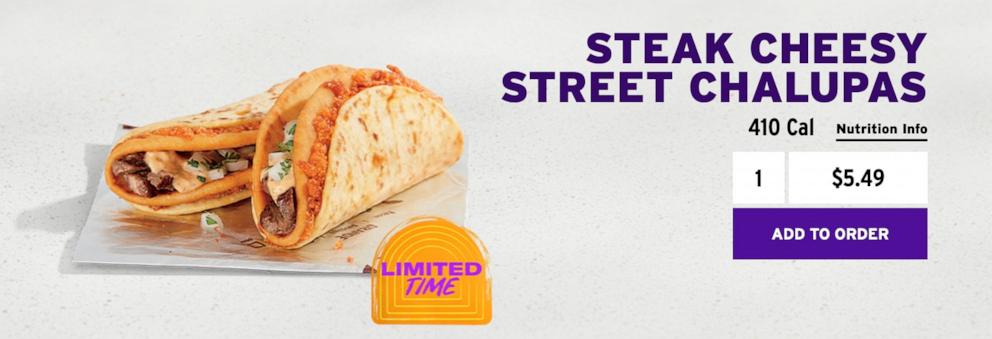 PHOTO: The new steak Cheesy Street Chalupa from Taco Bell.