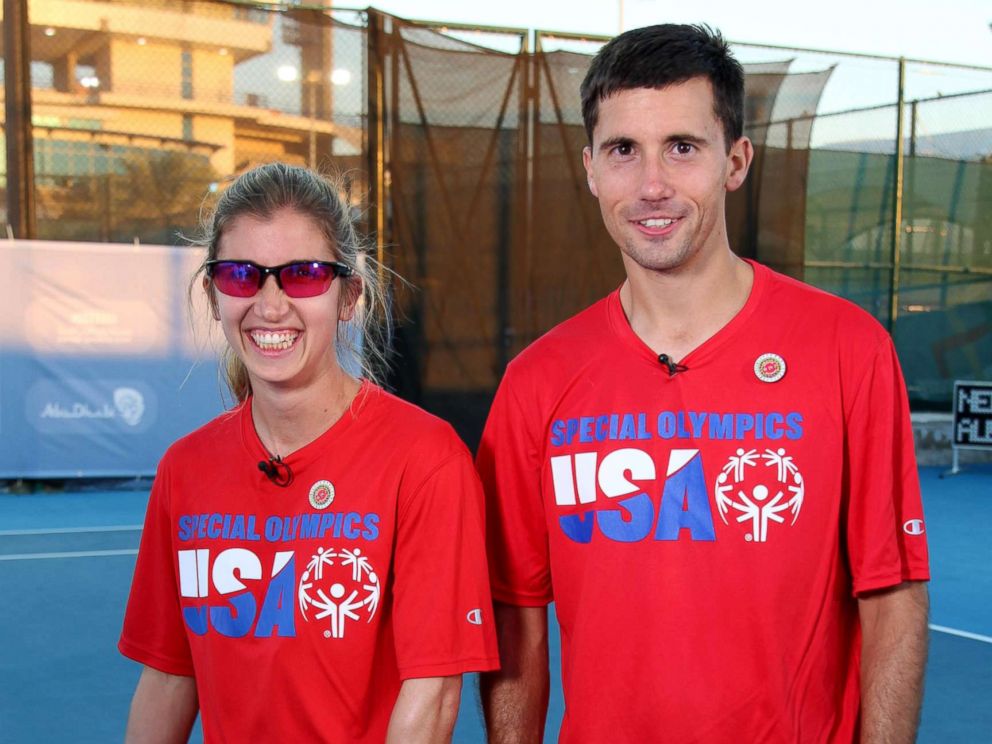 PHOTO: Brittany Taglireni and her fiance Ryan Smith open up about being tennis partners at the Special Olympics in an interview with ABC News Robin Roberts.