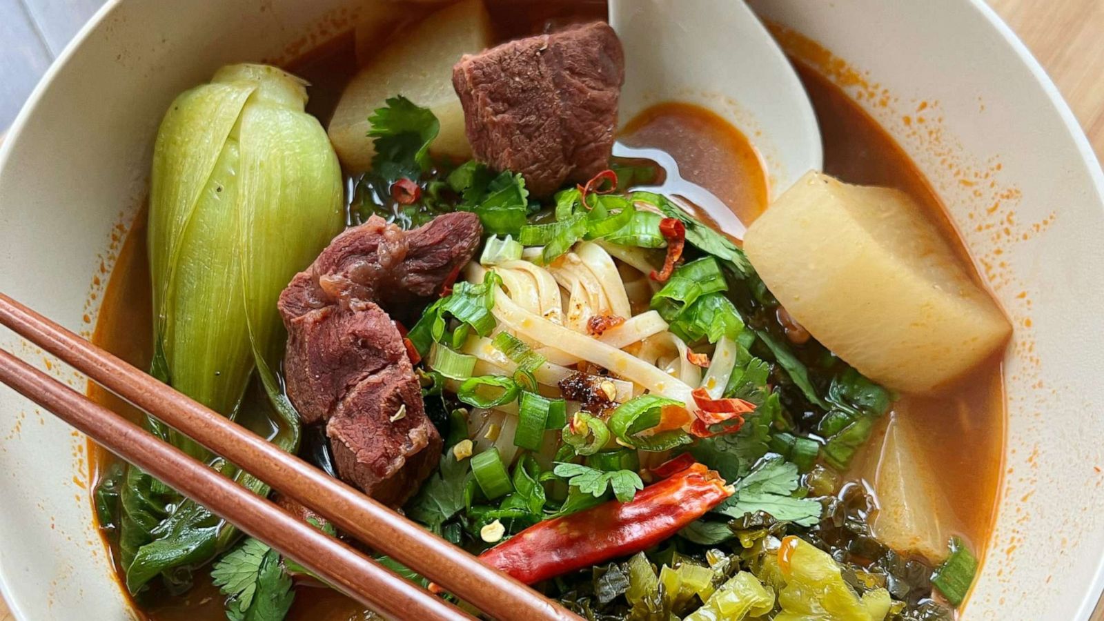 PHOTO: A bowl of Taiwanese noodles with beef.