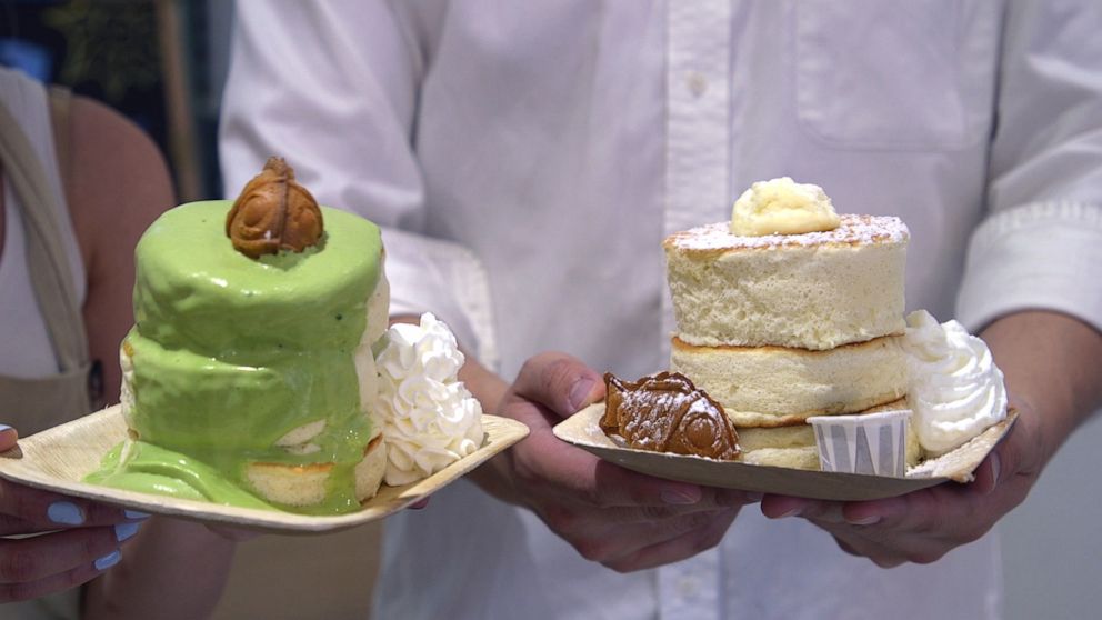 PHOTO: Taiyaki NYC has two flavors of pancakes, classic butter and syrup and matcha cream
