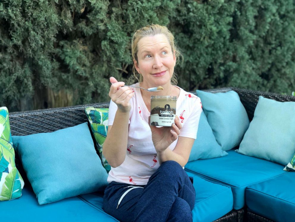 PHOTO: Angela Kinsey with one of her favorite treats, ice cream.