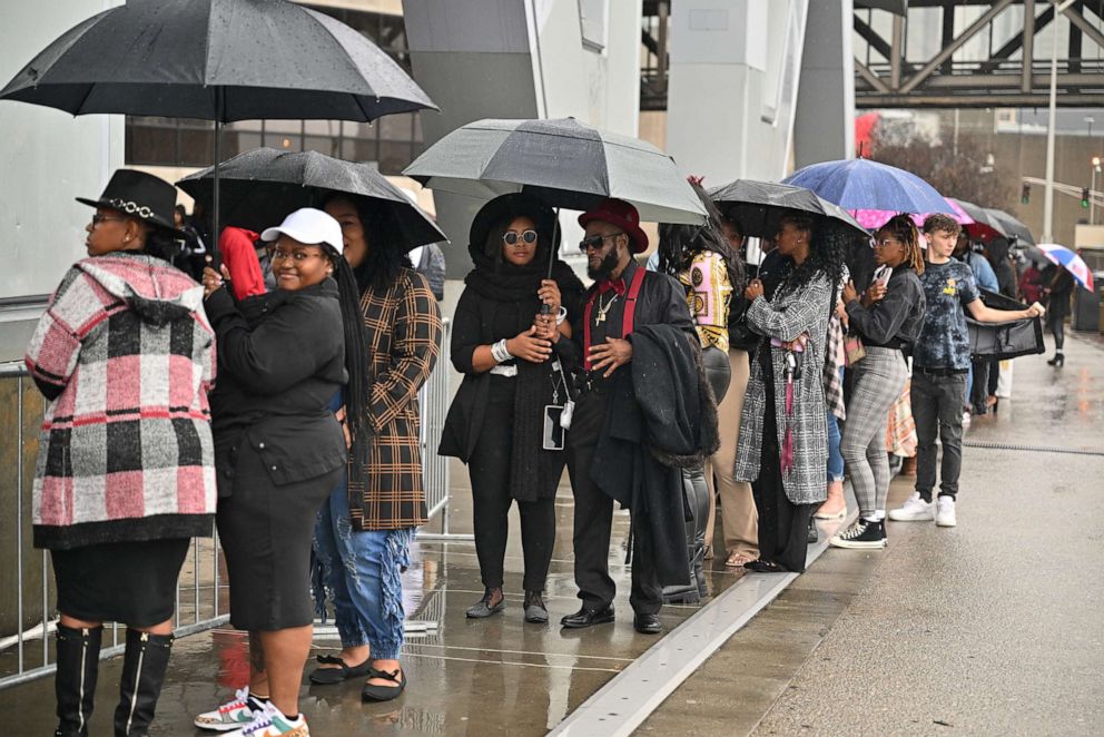 PHOTO: Spectators attend the Celebration of Life for Takeoff of Migos at State Farm Arena on Nov. 11, 2022, in Atlanta.