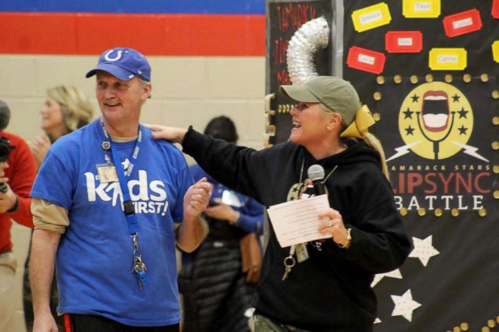 PHOTO: Tamarack Elementary School head custodian Ricky Young and principal Carrie Munsey pose on "Mr. Ricky Day."