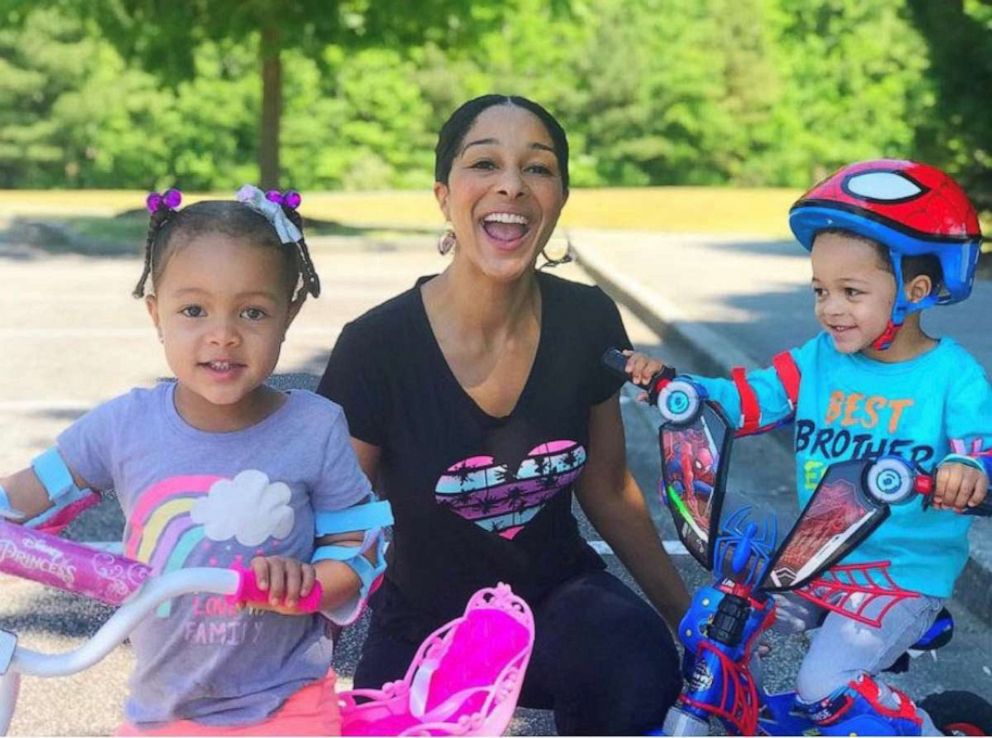 PHOTO: Tamika Parrish, of Atlanta, poses with her 4-year-old twins.