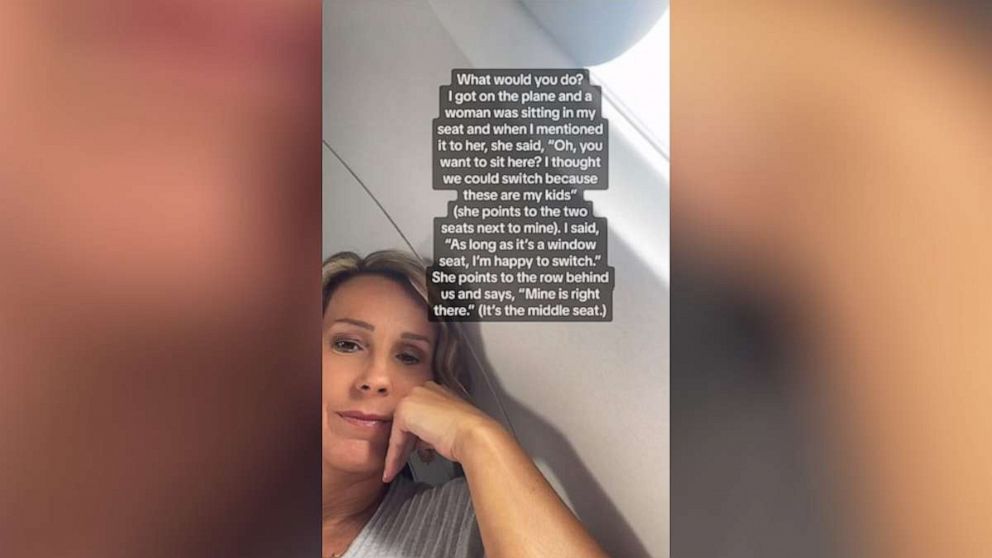PHOTO: ammy Nelson posted on TikTok about being asked to switch seats on a plane flight.