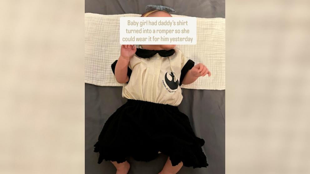 PHOTO: Tanner Martin’s daughter AmyLou wore a romper made from one his shirts at his funeral, held on July 5, 2025.