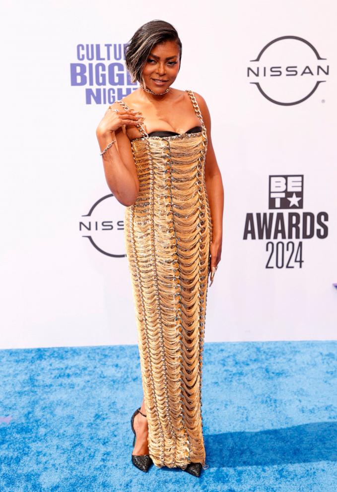 PHOTO: Taraji P. Henson arrives at the 2024 BET Awards at Peacock Theater, June 30, 2024, in Los Angeles.