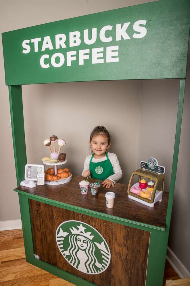 PHOTO: The Target and Starbucks stands were created for 3-year-old Ariah Becht with the help of family friend Robert Mueller and Reneee Doby-Becht's sister, Brigette Doby, who is a graphics designer and photographer.