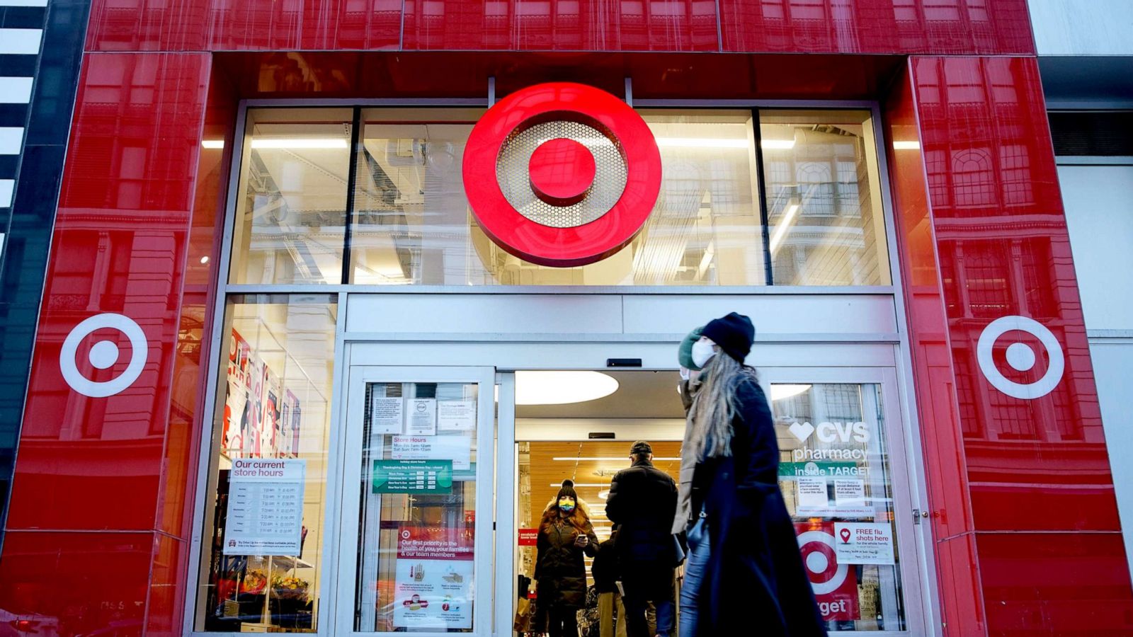 PHOTO: People walk in front of Target store on March 2, 2021 in New York.