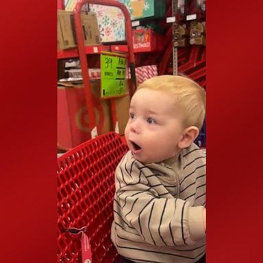 PHOTO: Victoria Paskar’s 14-month-old toddler Ellis had the cutest reaction when he saw the Christmas decorations at a Target store.