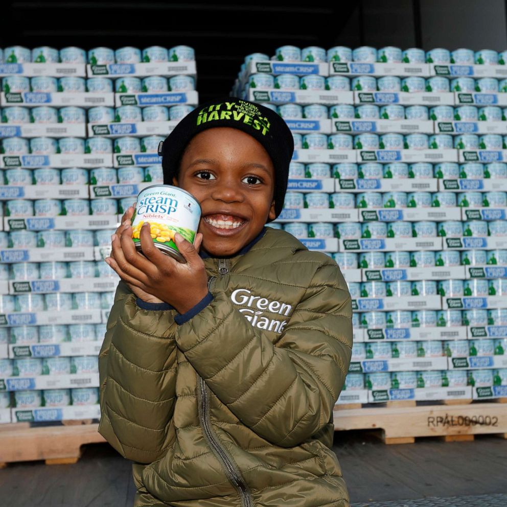 VIDEO: 'Corn kid' helps donate 50,000 cans of corn to people in need this Thanksgiving