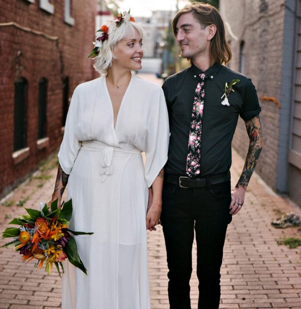 PHOTO: Stephanie Tarnowsky poses with her husband Nick on their wedding day.