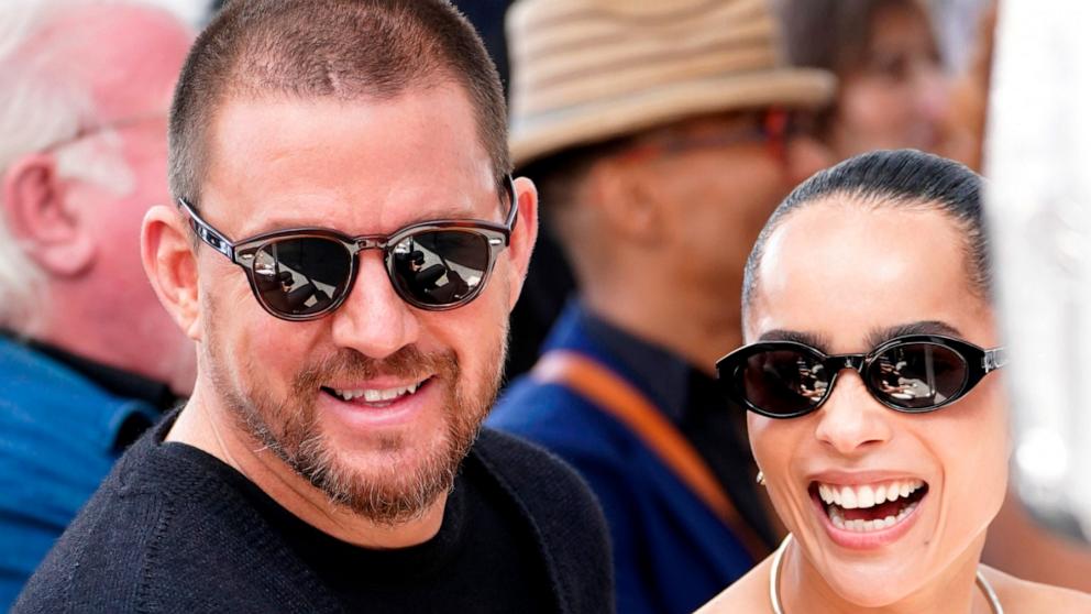 PHOTO: Channing Tatum, left, and Zoe Kravitz attend a ceremony honoring Lenny Kravitz with a star on the Hollywood Walk of Fame, March 12, 2024, in Los Angeles.