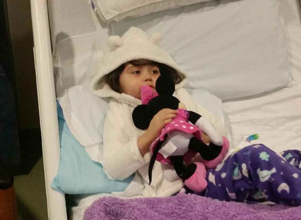 PHOTO: Lily Taylor, from Arizona, in the hospital after being diagnosed acute lymphoblastic leukemia in an undated photo.