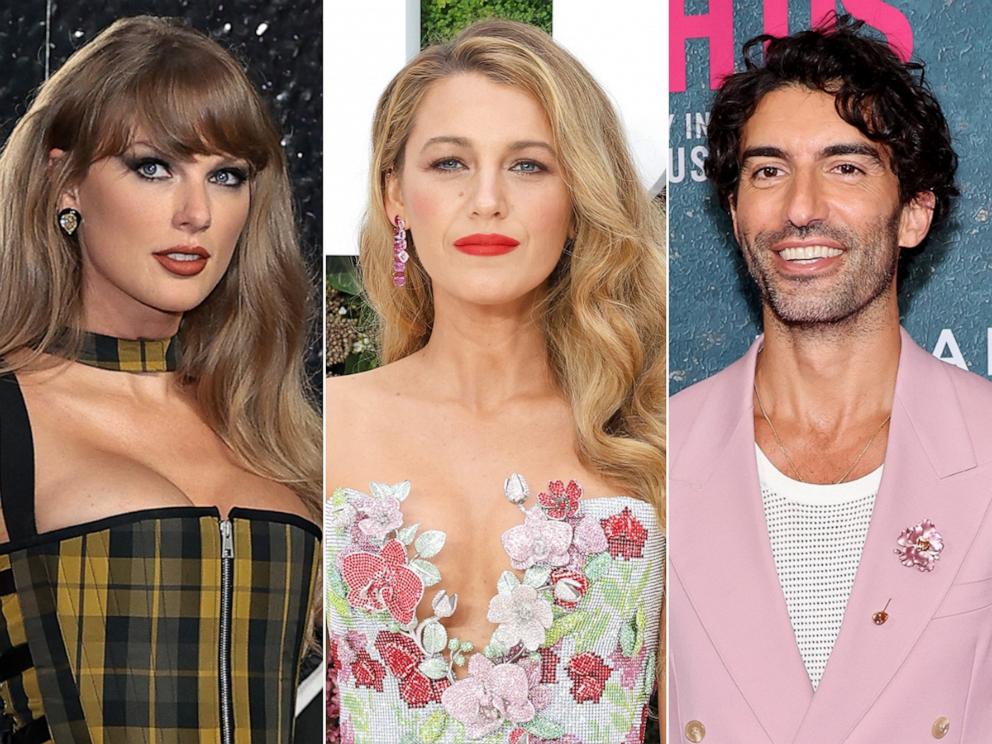 PHOTO: Taylor Swift attends the MTV Video Music Awards, Sept. 11, 2024. Blake Lively attends the UK Gala Screening of "It Ends With Us," Aug. 8, 2024, in London. Justin Baldoni attends the "It Ends With Us" New York Premiere, Aug. 6, 2024, in New York.