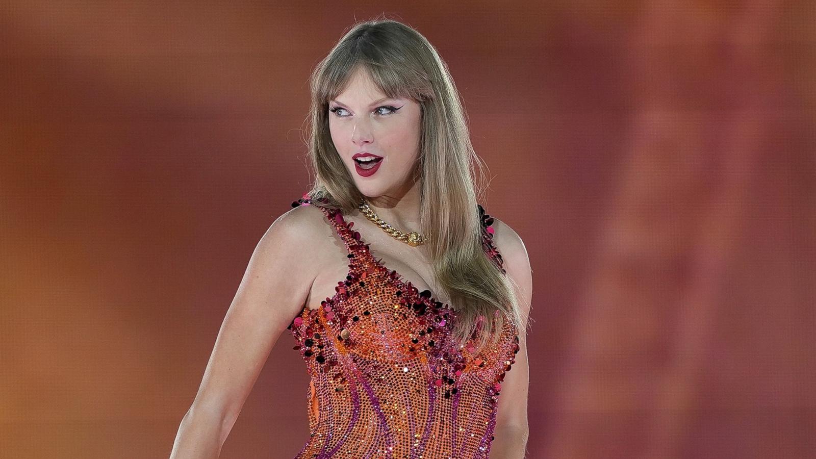 PHOTO: Taylor Swift performs at the Paris Le Defense Arena during her Eras Tour concert in Paris, May 9, 2024.