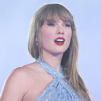 PHOTO: Taylor Swift performs at Friends Arena, May 17, 2024, in Stockholm. Madonna performs during a surprise concert in Times Square, June 4, 2026, in New York.