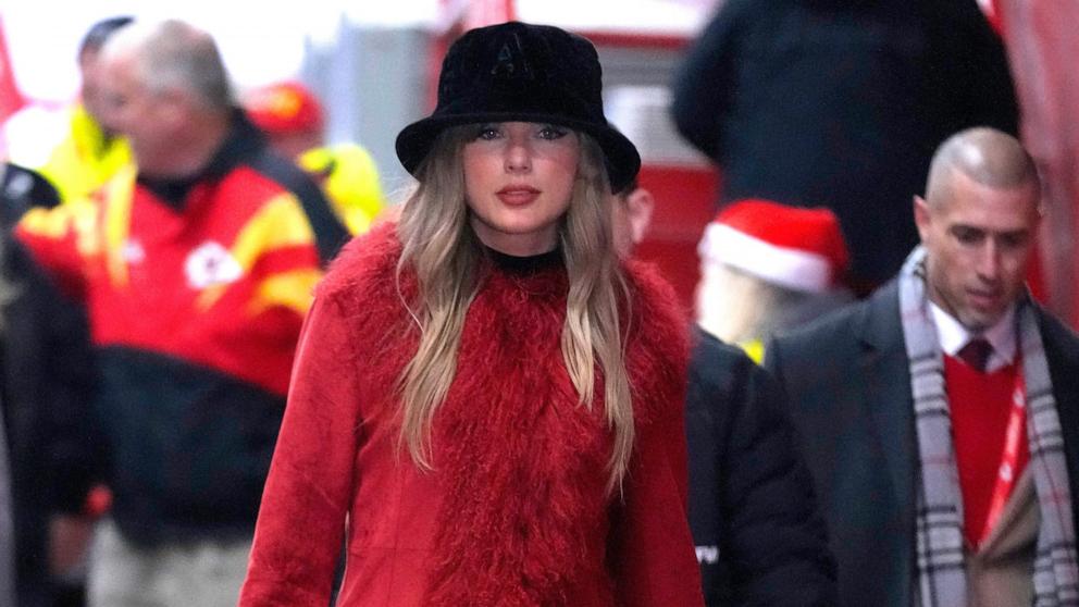 PHOTO: Taylor Swift arrives for a game between the Kansas City Chiefs and the Houston Texans at Arrowhead Stadium, Dec. 21, 2024, in Kansas City, Missouri. 