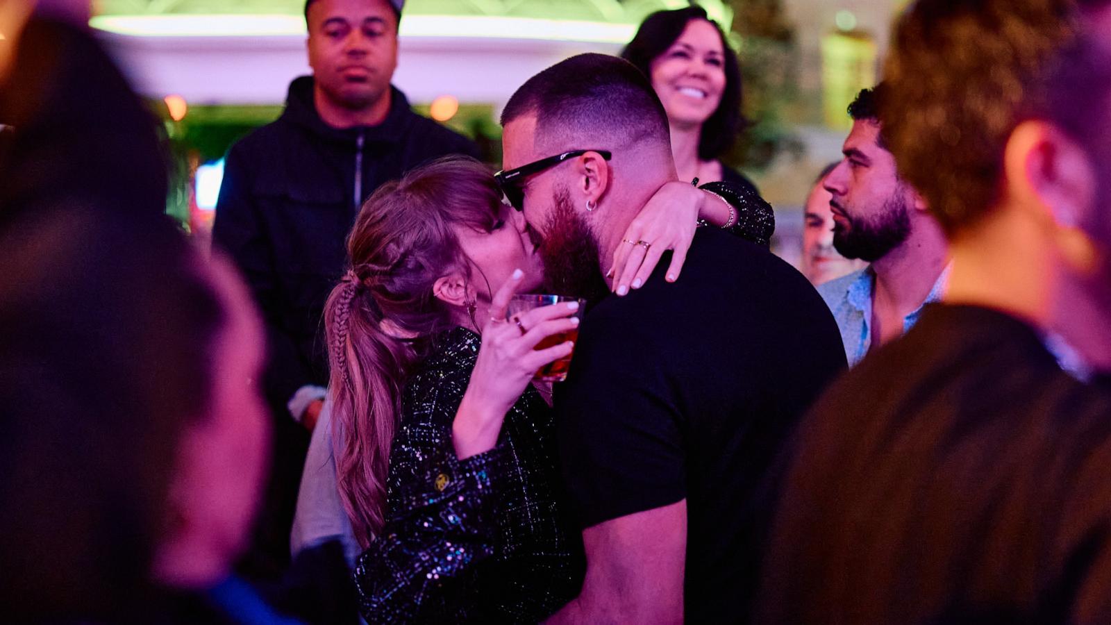 PHOTO: Taylor Swift and Travis Kelce share an intimate moment after the Chiefs Super Bowl win.