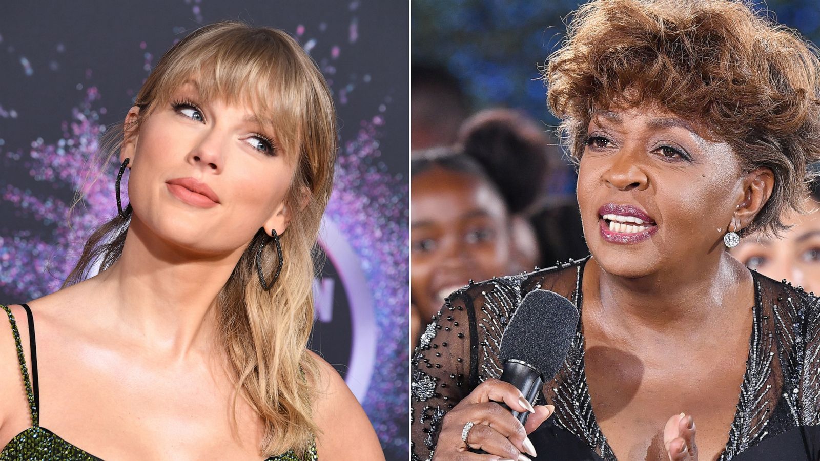 PHOTO: Taylor Swift arrives at the 2019 American Music Awards on Nov. 24, 2019, in Los Angeles. | Anita Baker attends the 2018 BET Awards Post Show on June 24, 2018, in Los Angeles.