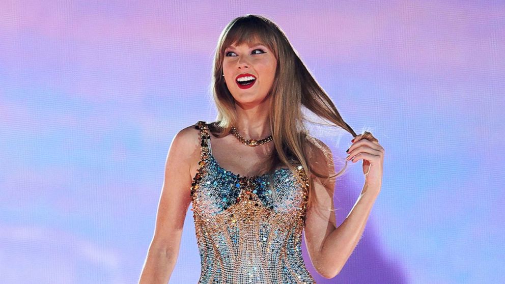 PHOTO: In this March 31, 2023, file photo, singer-songwriter Taylor Swift performs on her 'The Eras Tour' in Arlington, Texas.