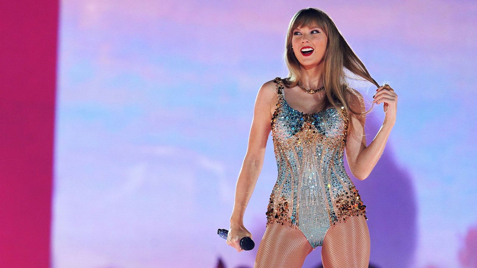 PHOTO: In this March 31, 2023, file photo, singer-songwriter Taylor Swift performs on her 'The Eras Tour' in Arlington, Texas.