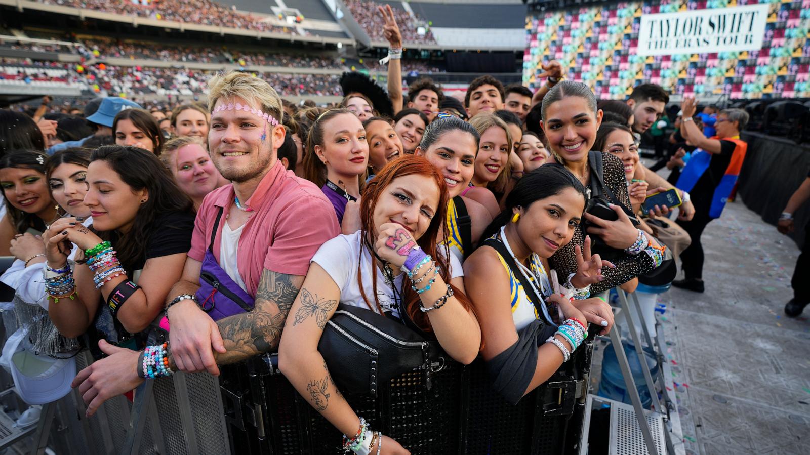 PHOTO: Fans wait for the start of the Taylor Swift: The Eras Tour concert, in Buenos Aires, Argentina, on Nov. 9, 2023.