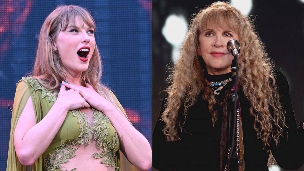 PHOTO: Taylor Swift performs on June 28, 2024 in Dublin. / Stevie Nicks performs onstage May 24, 2024 in Napa.