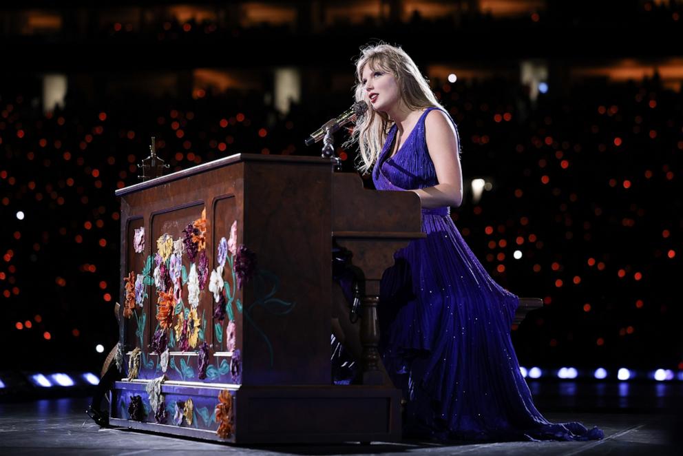 PHOTO: Taylor Swift performs onstage during The Eras Tour at Hard Rock Stadium on Oct. 19, 2024 in Miami Gardens, Fla.