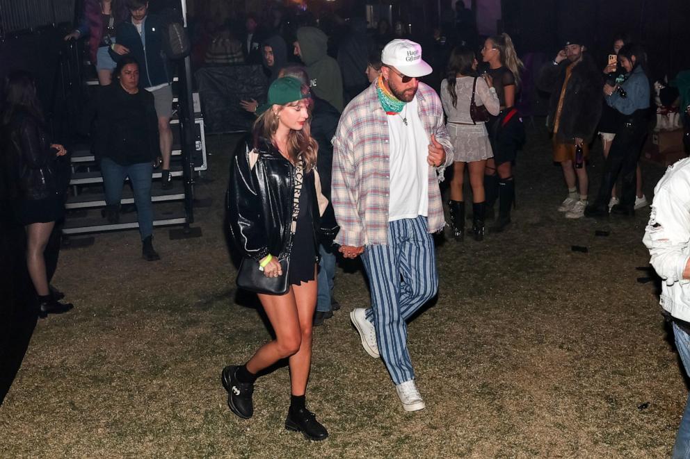 PHOTO: In this April 13, 2024, file photo, Taylor Swif and Travis Kelce attend the Neon Carnival at Coachella in Indio, Calif.