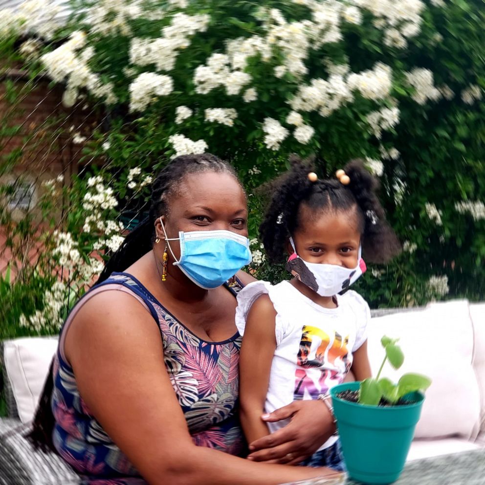 PHOTO: Dawn Thompson pictured with a student at another one of her multiple visits during reopening phases of New York, in Brooklyn, New York.